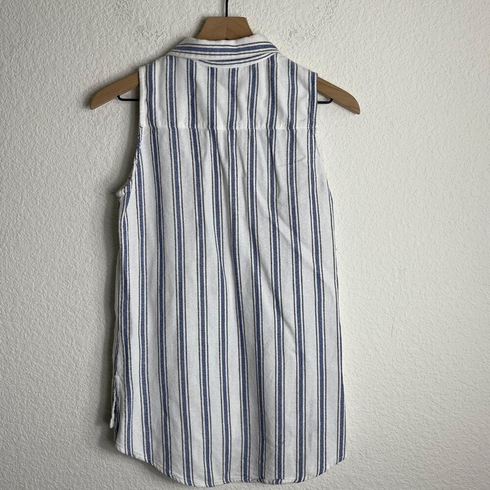 Shyanne Women’s Sleeveless Blue Stripe Lace Collar Blouse Small - Picture 6 of 10